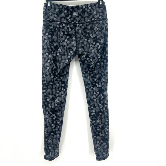 Athleta Circle Dot Full Length Leggings Black Gray Women's Small - Picture 3 of 5